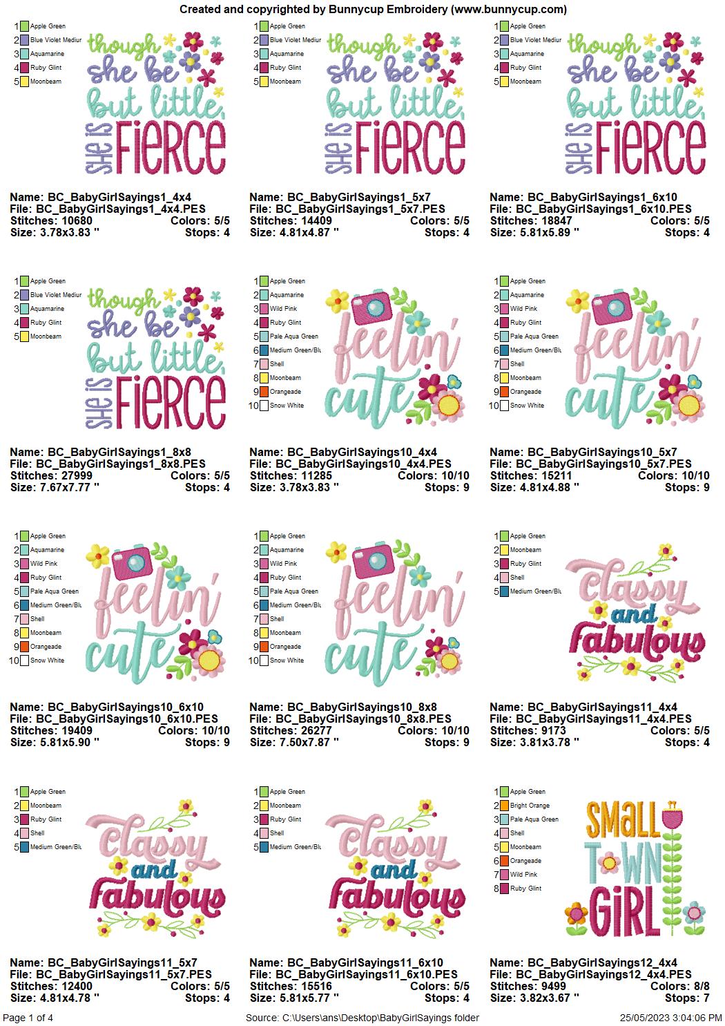 BCD Baby Girl Sayings Bundle Set
