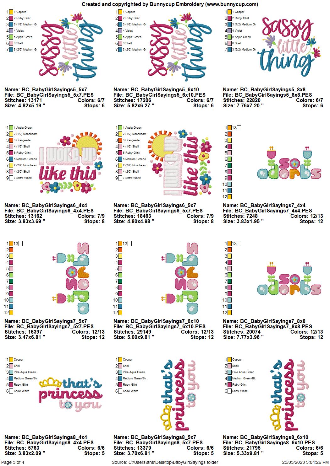 BCD Baby Girl Sayings Bundle Set