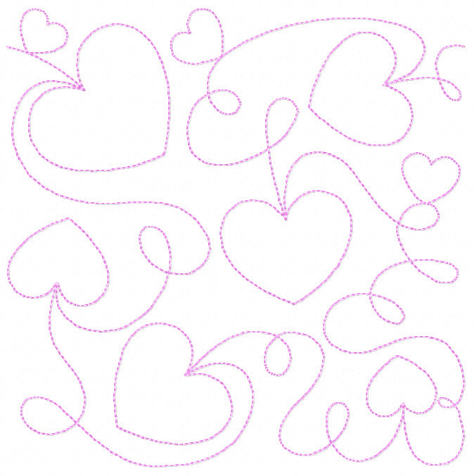 BCD Hearts Girl Continuous Line Quilting
