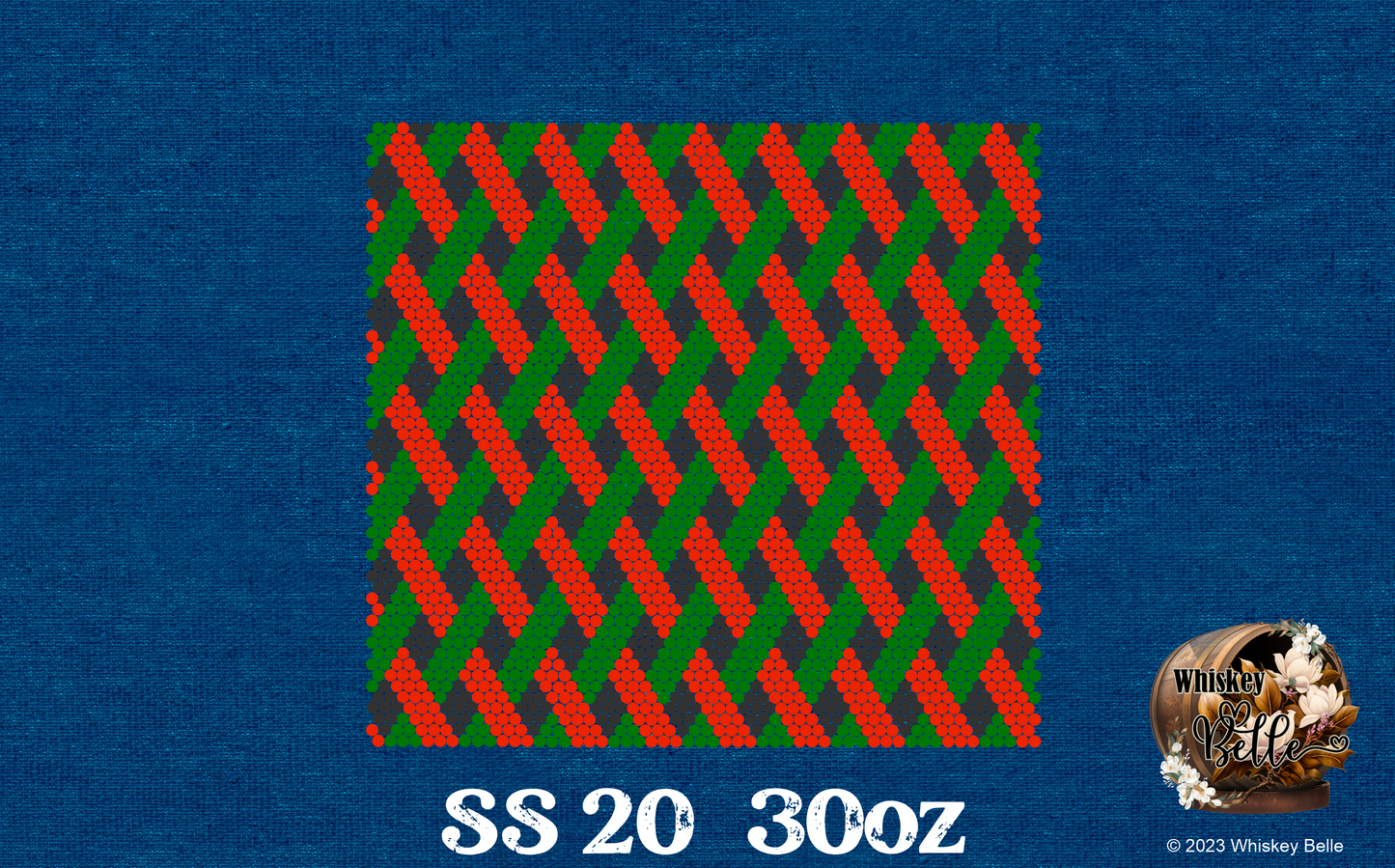 WB Lattice Red Green Black SS20 30oz rhinestone