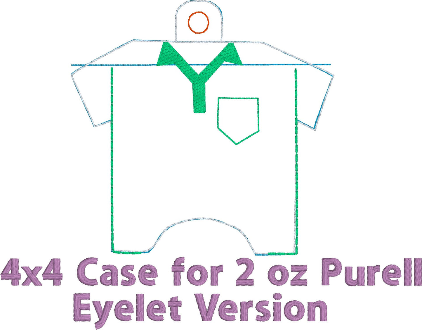 DBB Golf Shirt Hand Sanitizer Holder Eyelet Version In the Hoop Embroidery Project 2 oz for 4x4 hoops