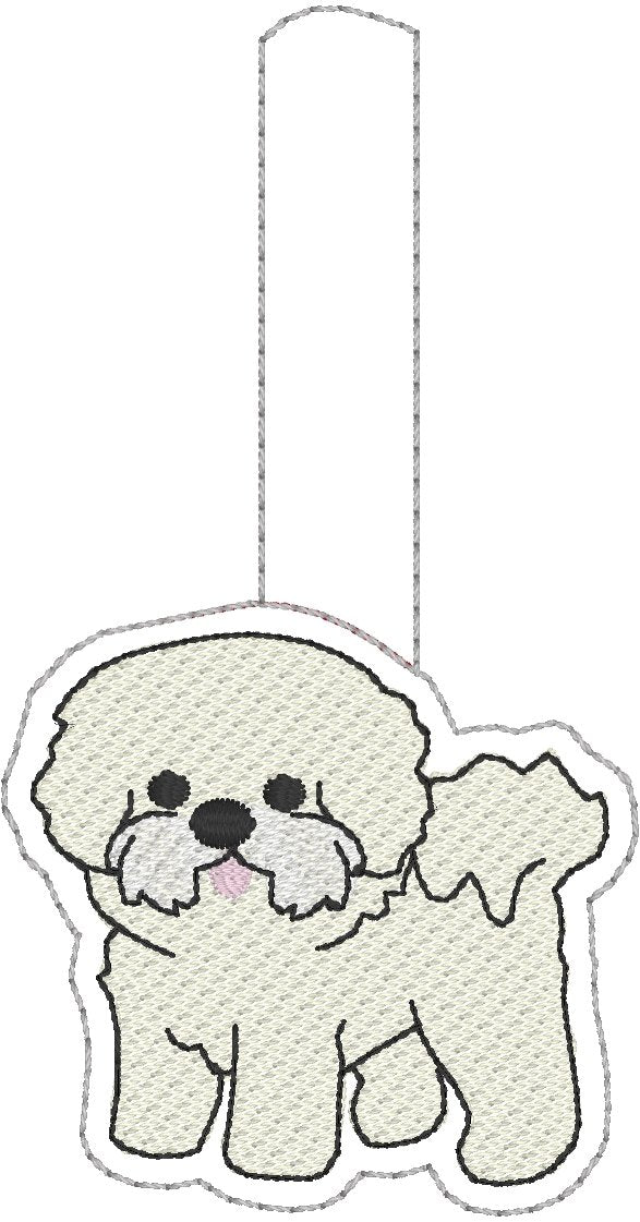 DBB Bichon snap tab embroidery design