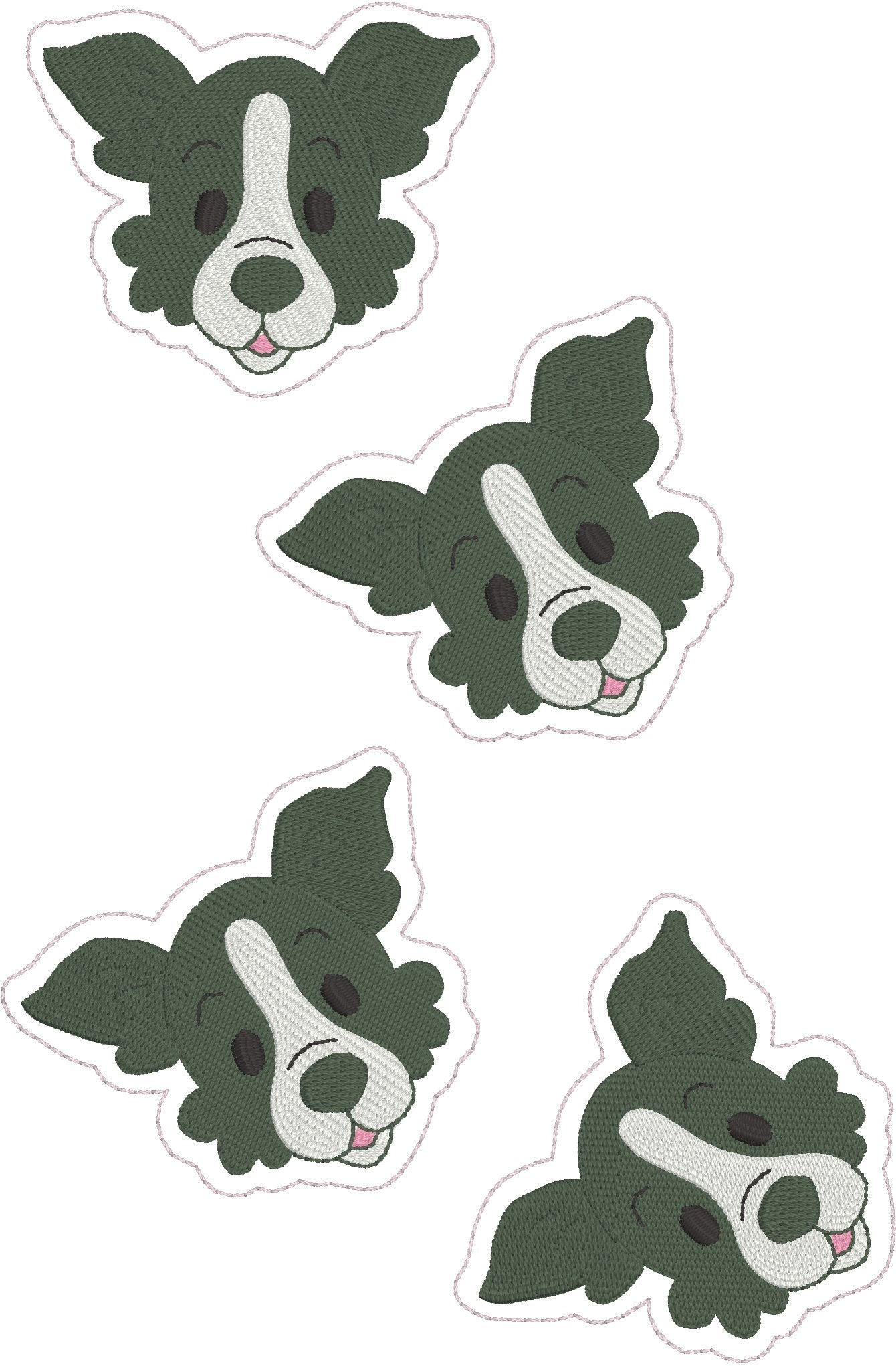 DBB Border Collie Face Feltie embroidery design