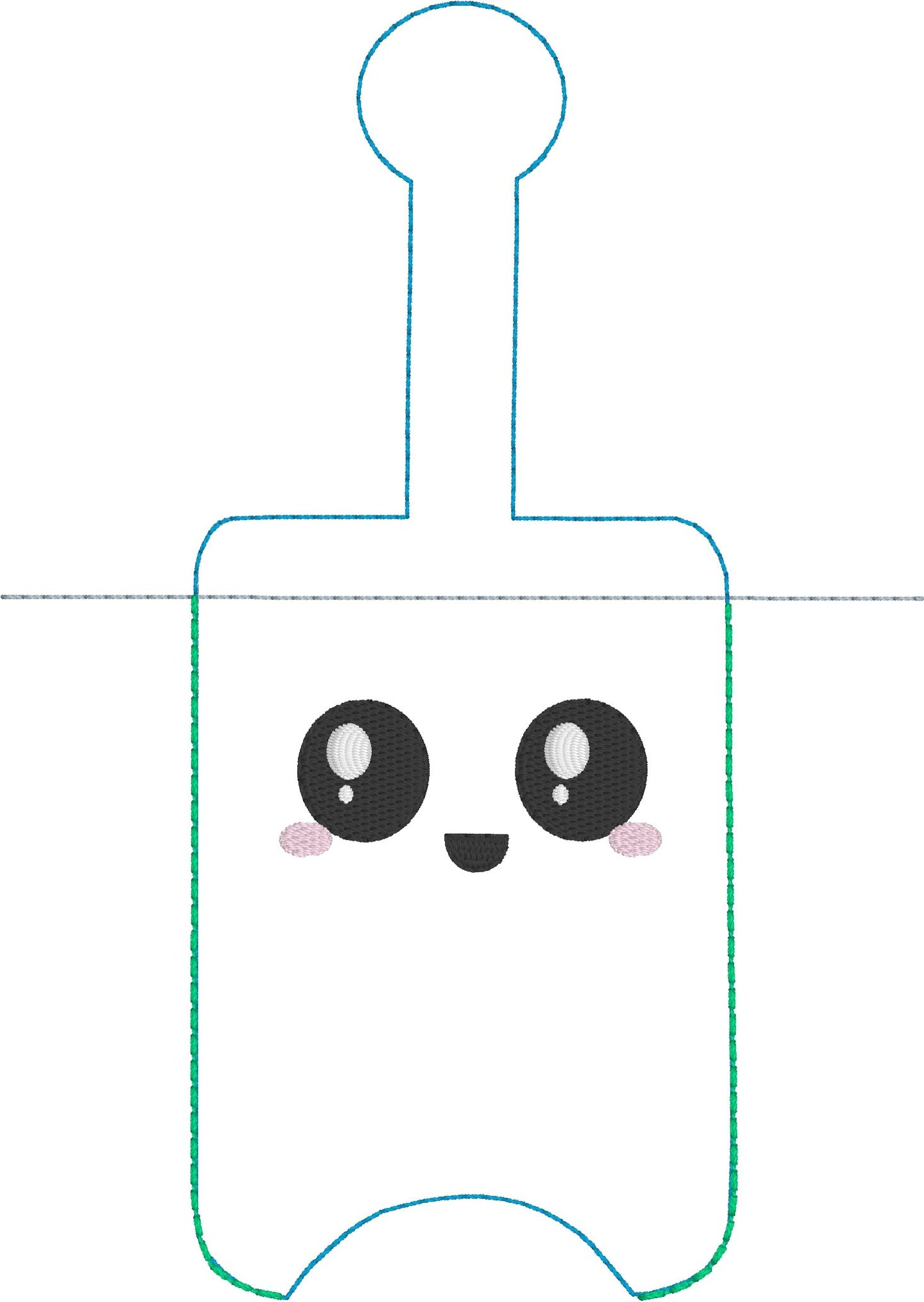DBB NEW SIZE Cute Kawaii Face Hand Sanitizer Holder Snap Tab Version In the Hoop Embroidery Project 3 oz DT for 5x7 hoops
