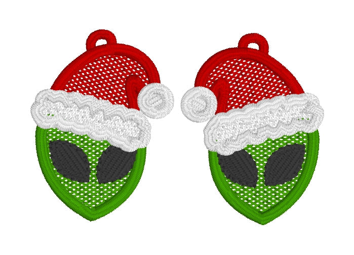 DBB Alien Santa Hat Christmas FSL Earrings - In the Hoop Freestanding Lace Earrings