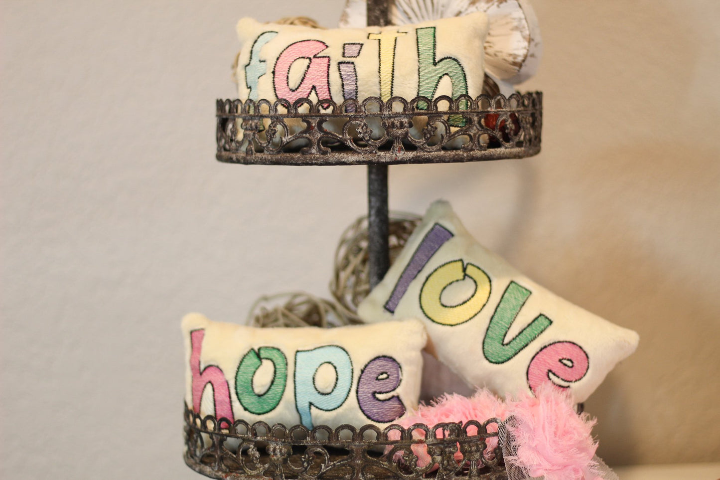 DBB Mini Pillows - Faith Hope Love - Tiered Tray Pillow Decor - In the Hoop Mini Pillow Set