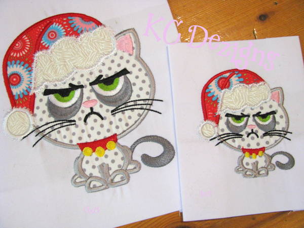 KCD Christmas Applique Grumpy Kitty