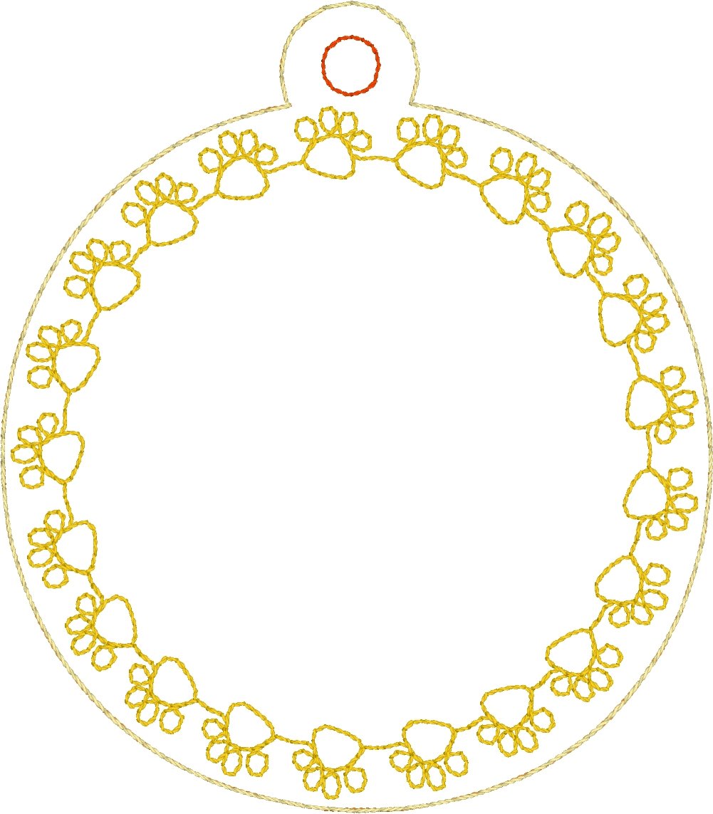 DBB BLANK Paw Print Monogram Frame Ornament for 4x4 hoops