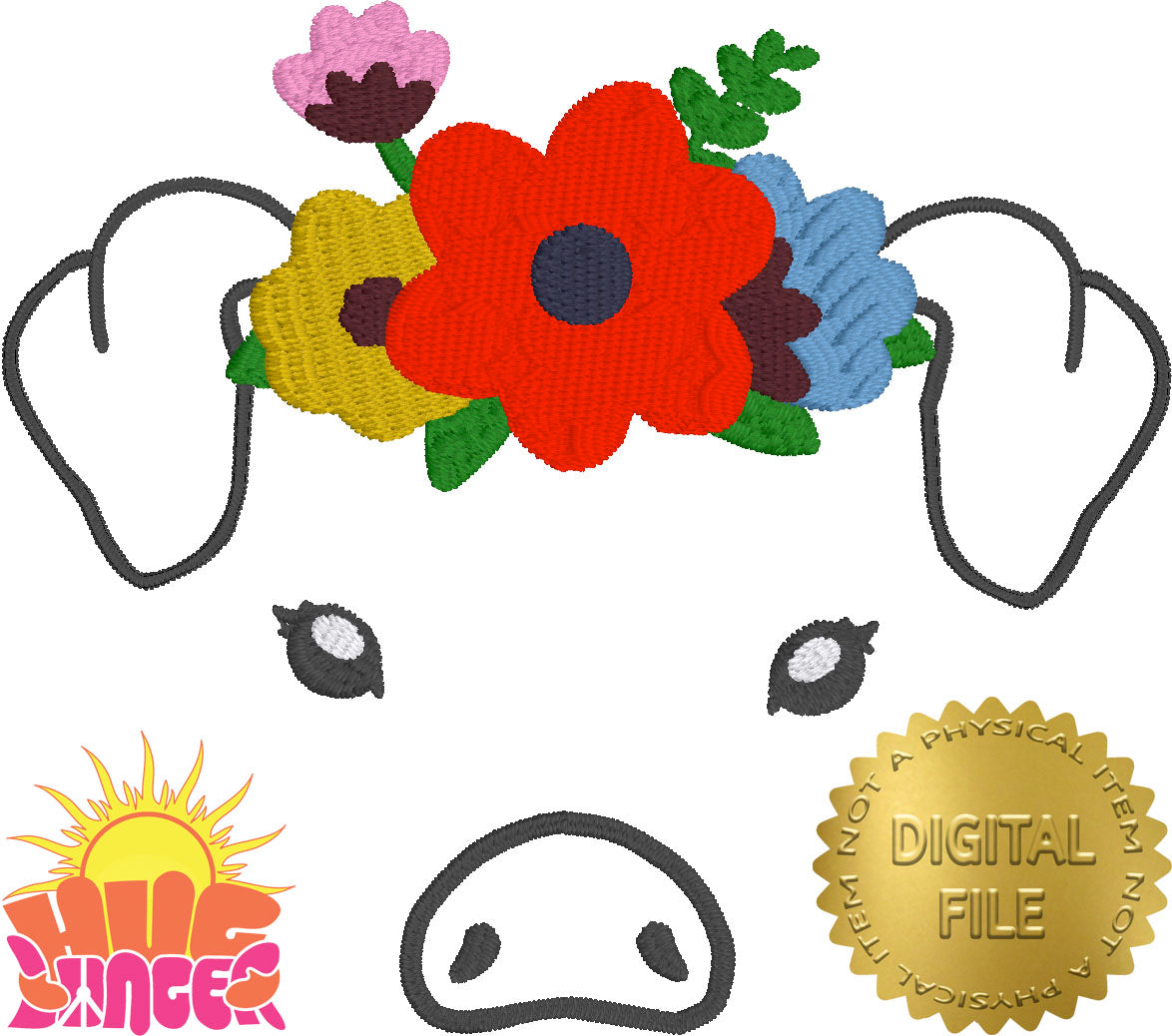 Embroidered Pig With Flowers HL5789 embroidery files