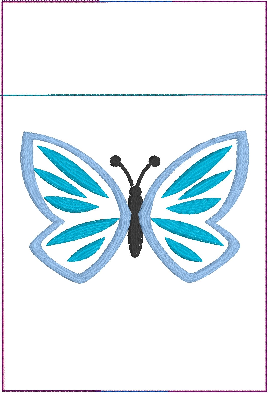 DBB Primavera Butterfly Pen Pocket In The Hoop (ITH) Embroidery Design