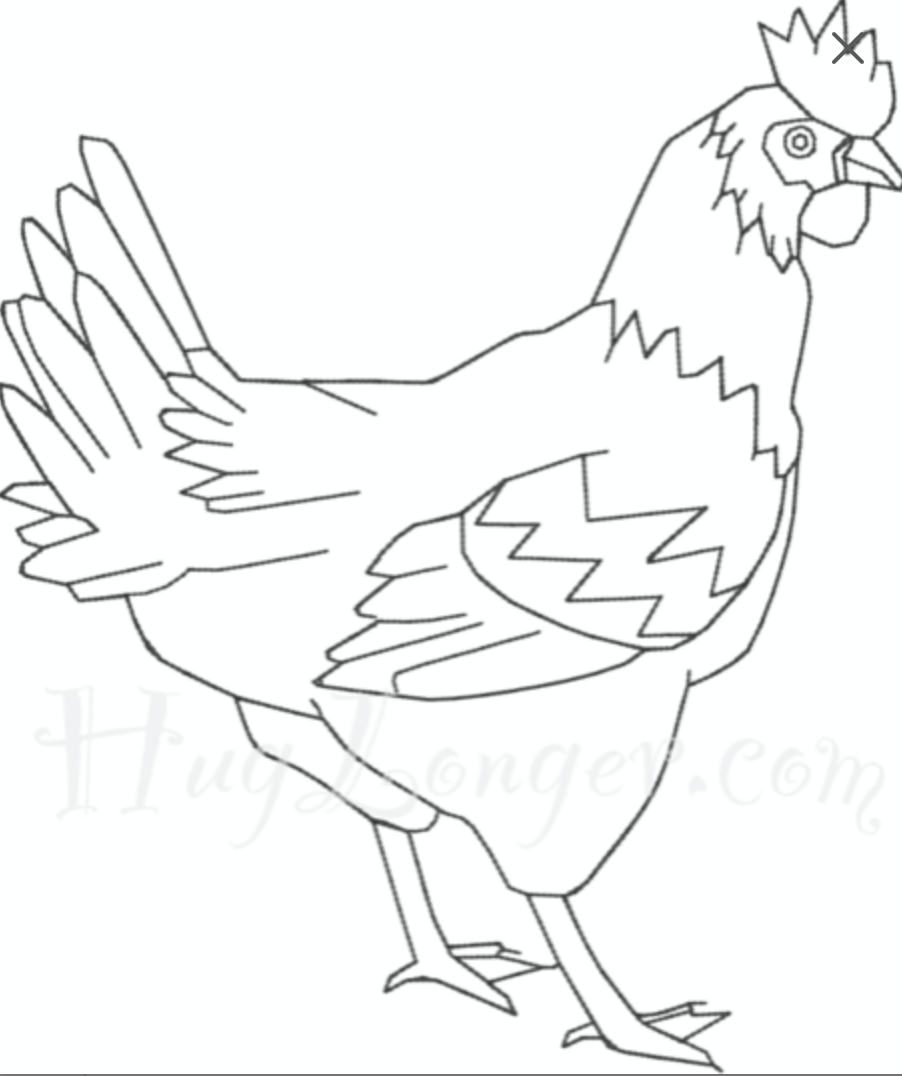 HL Red work Chicken HL2079 embroidery file blue work color me
