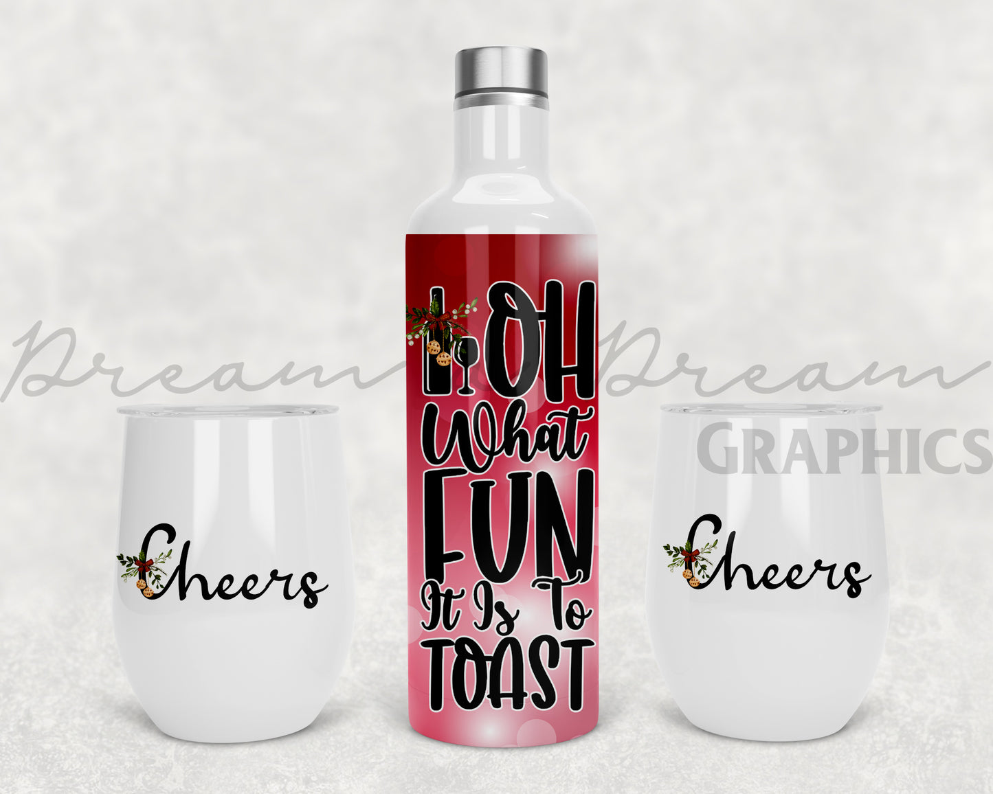 DADG Oh what fun it is to toast wine set - Sublimation PNG