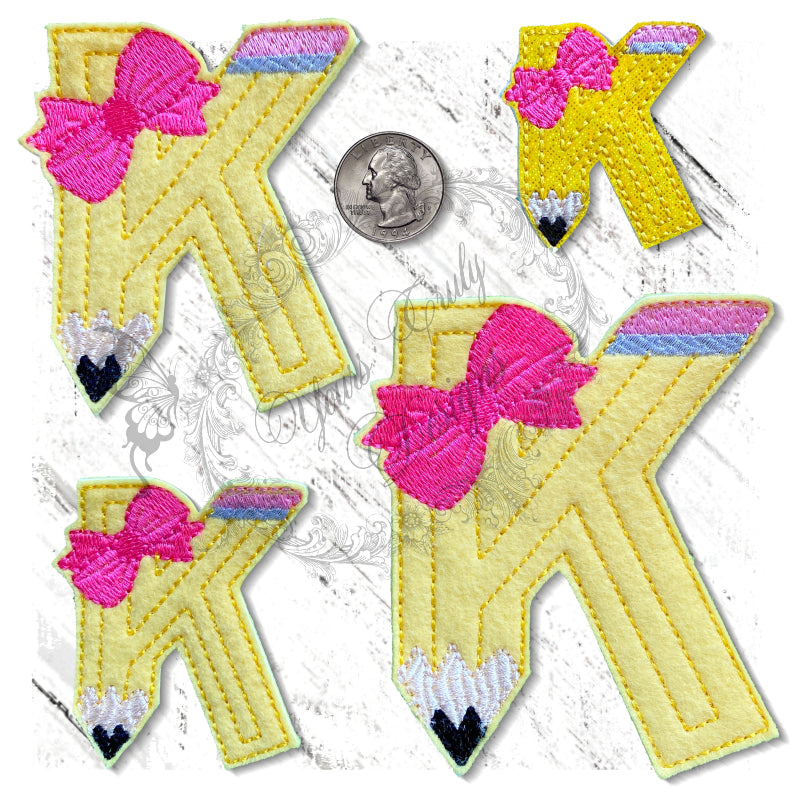 YTD Pencil with Bow Feltie Alphabet K