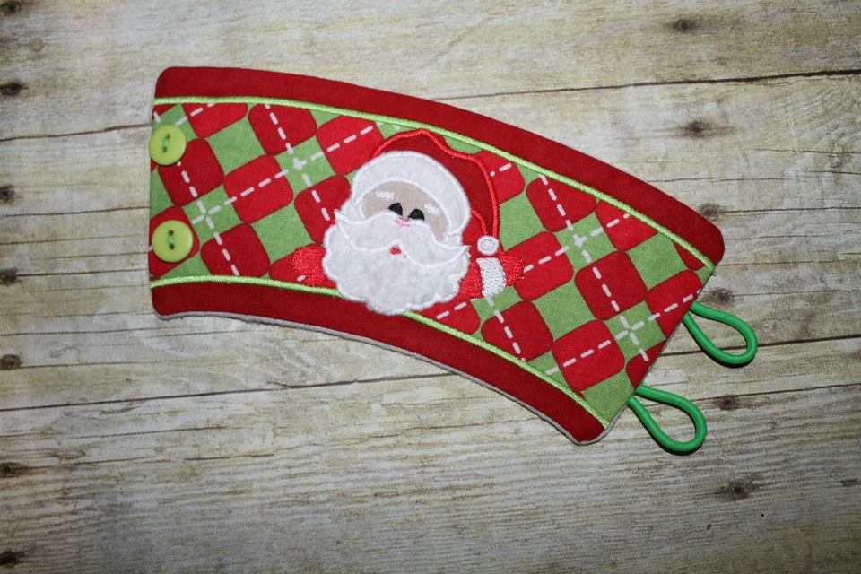 BBE -ITH Christmas Santa Coffee Sleeve applique