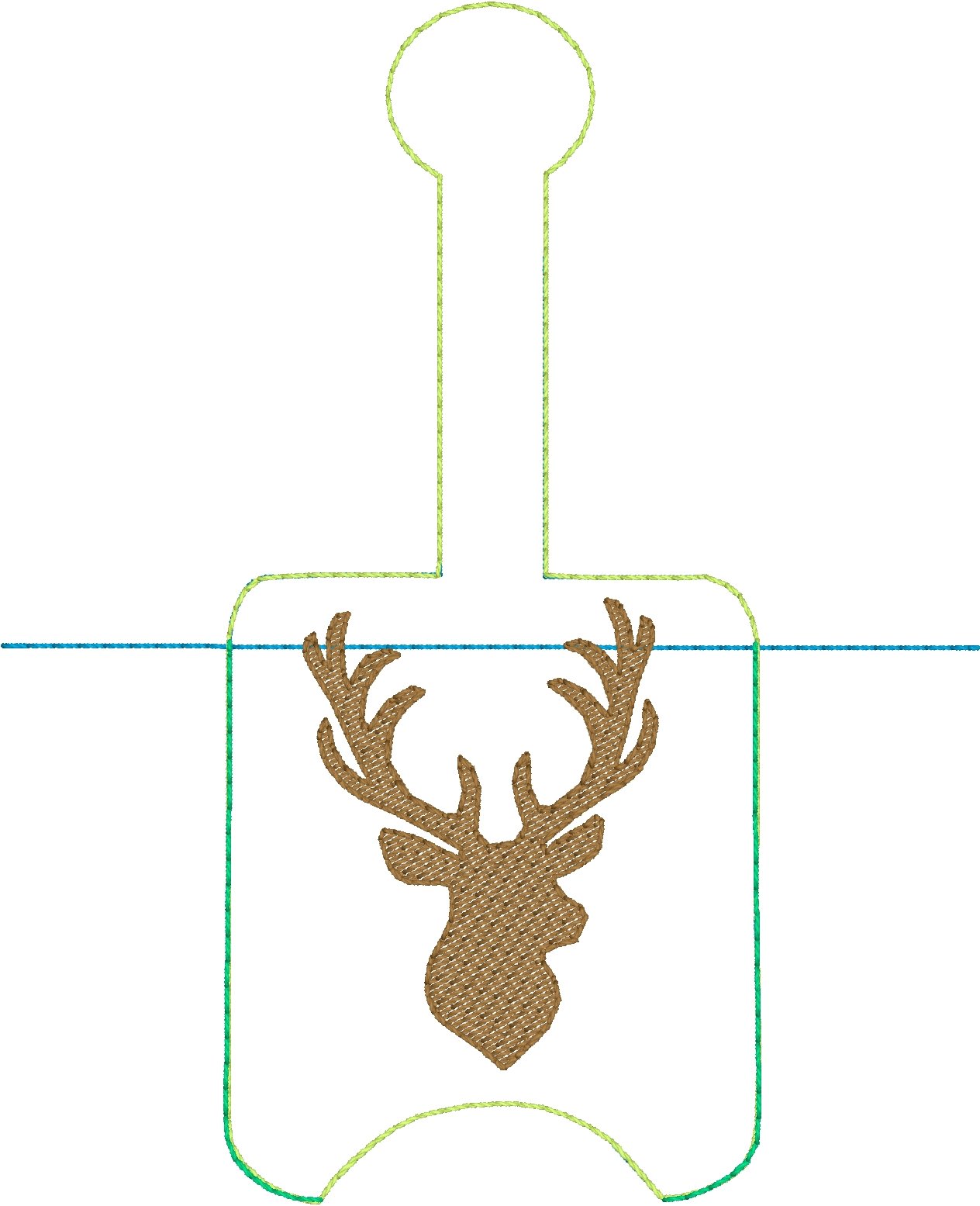 DBB Deer Head Hand Sanitizer Holder Snap Tab Version In the Hoop Embroidery Project 1 oz BBW for 5x7 hoops
