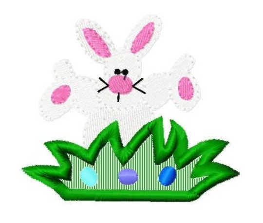 TIS 4 inch Bunny in the grass applique
