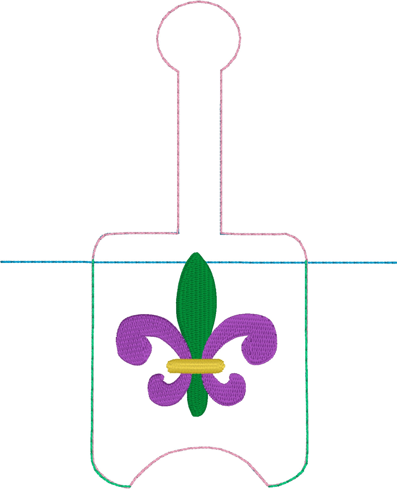 DBB Fleur De Lis Hand Sanitizer Holder Snap Tab In the Hoop Embroidery Project