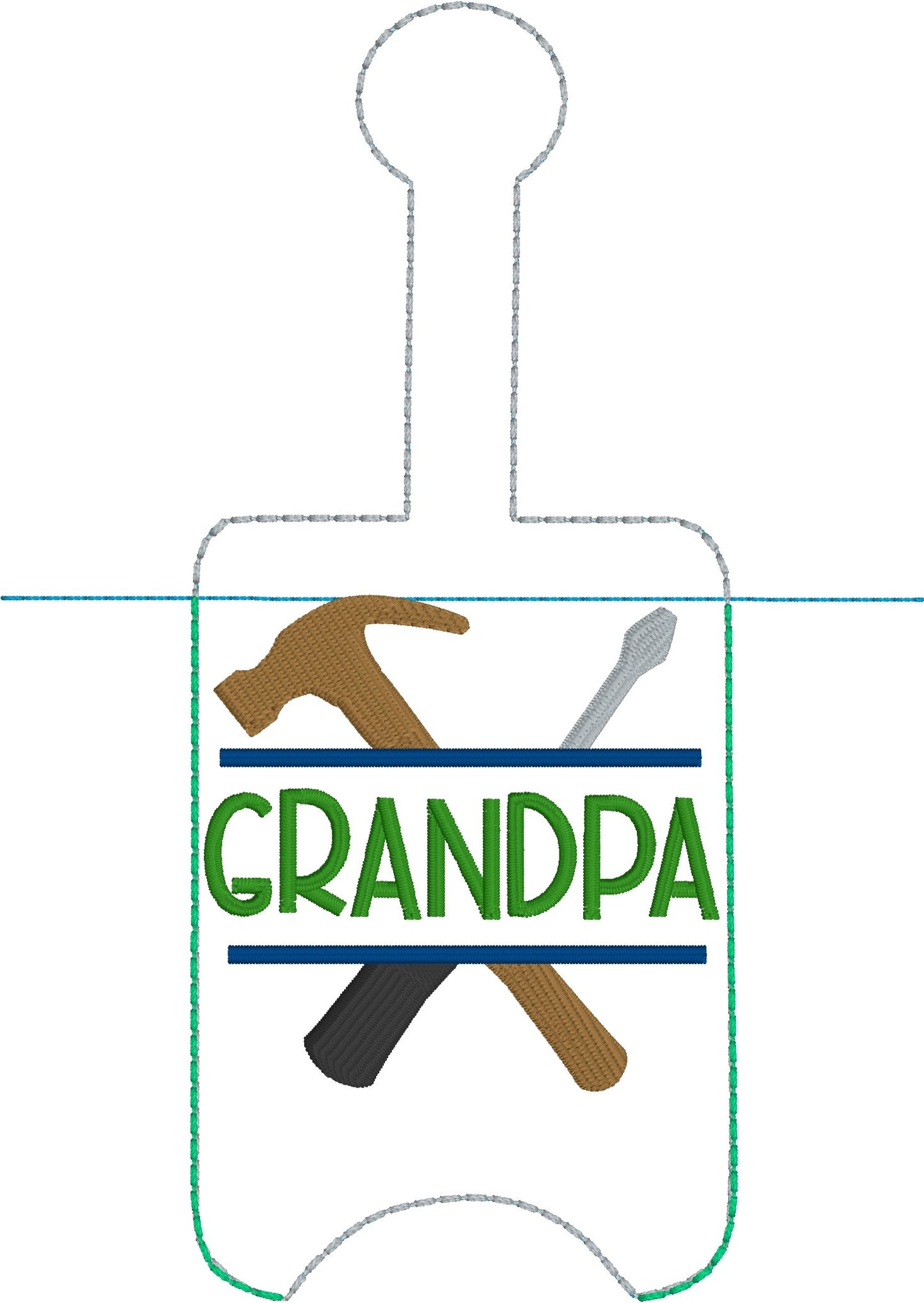 DBB Hammer and Screwdriver Personalized Hand Sanitizer Holder Snap Tab Version In the Hoop Embroidery Project 3 oz DT for 5x7 hoops