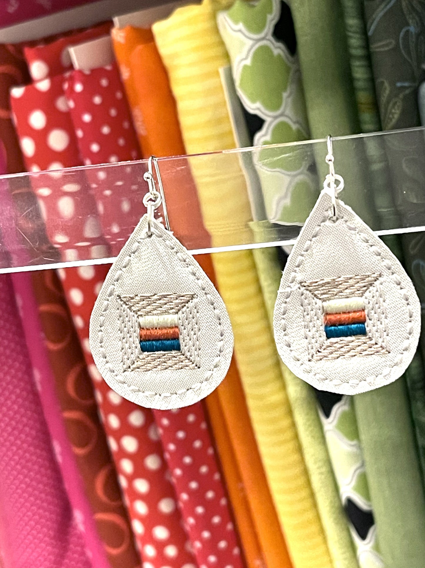 DBB Thread Spool Patchwork Earrings embroidery design