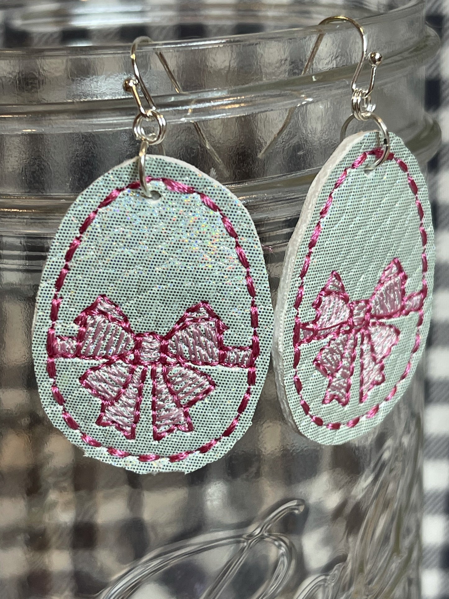 DBB Bow Easter Egg Earrings embroidery design