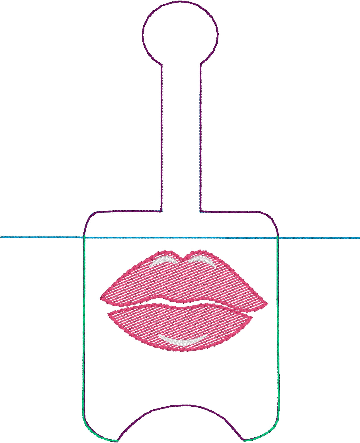 DBB Glossy Lips Hand Sanitizer Holder Snap Tab Version In the Hoop Embroidery Project 1 oz BBW for 5x7 hoops