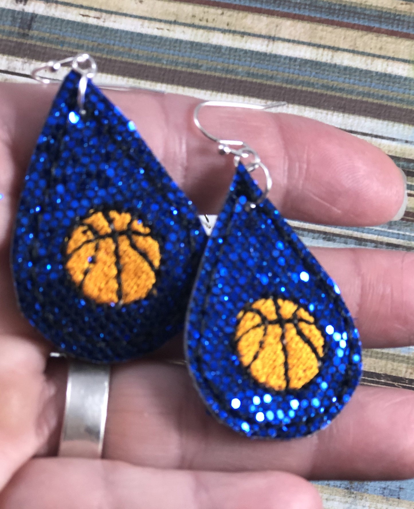 DBB Basketball Teardrop Earrings embroidery design