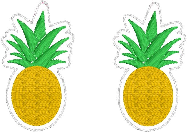 DBB Pineapple Earrings embroidery design for Vinyl and Leather