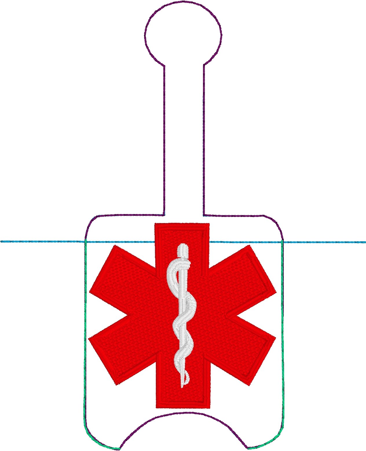DBB Star of Life Hand Sanitizer Holder Snap Tab Version In the Hoop Embroidery Project 1 oz BBW for 5x7 hoops