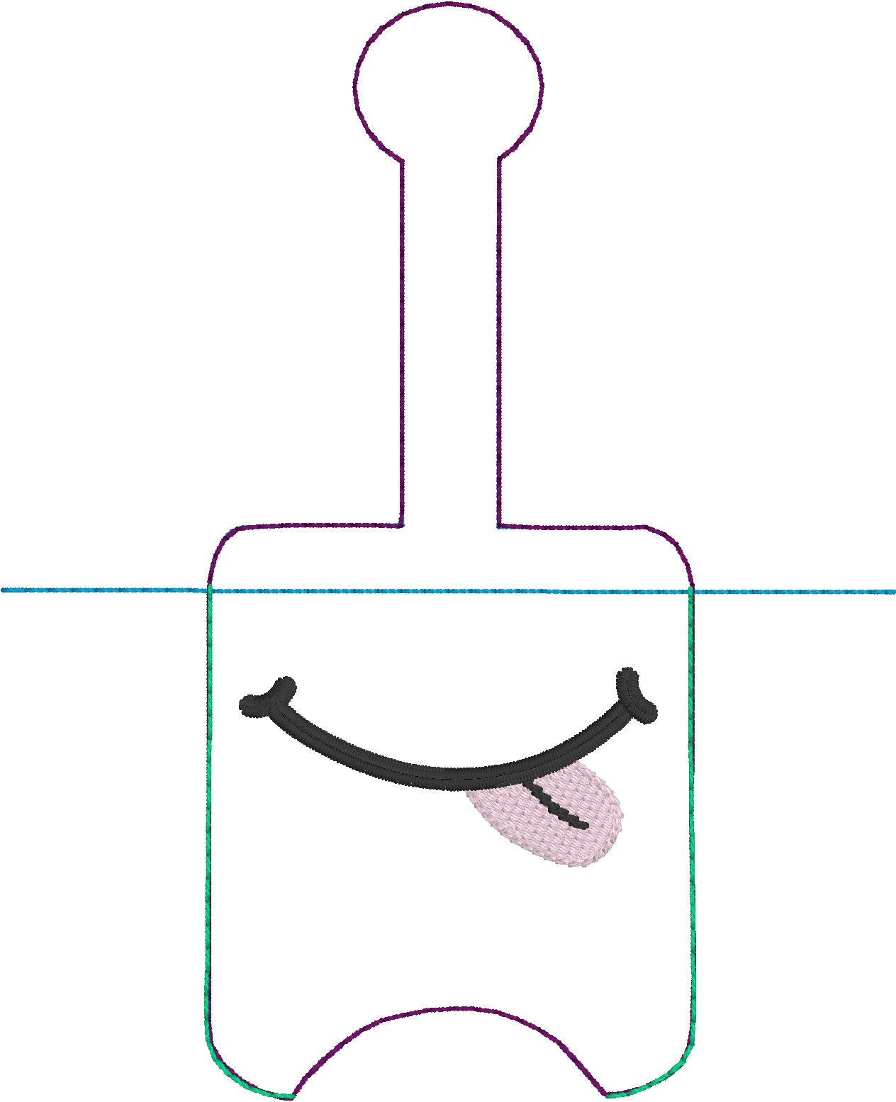 DBB Smiley Face with Tongue Hand Sanitizer Holder Snap Tab Version In the Hoop Embroidery Project 1 oz BBW for 5x7 hoops