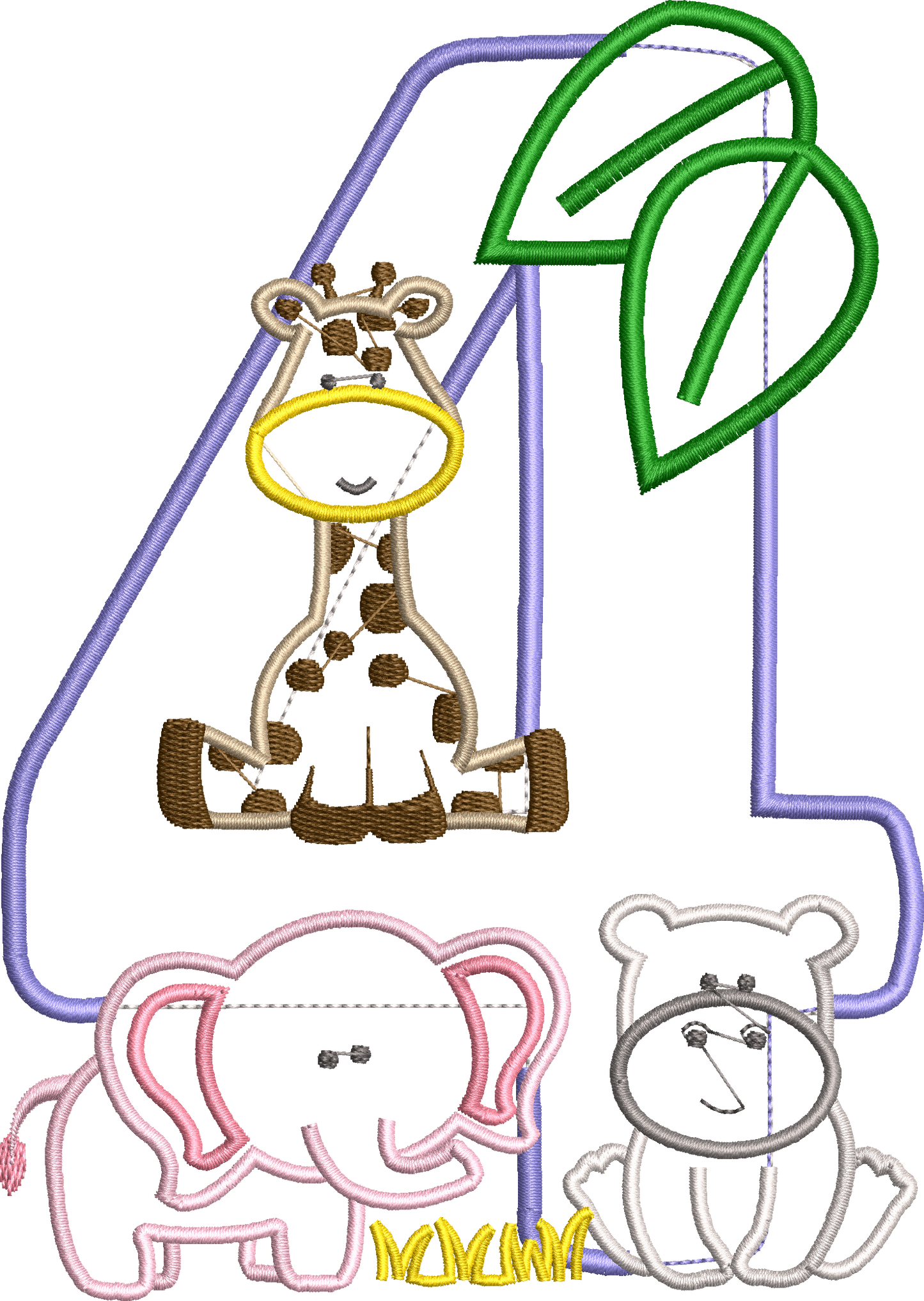 KRD Jungle Safari Zoo Birthday Applique Number 4