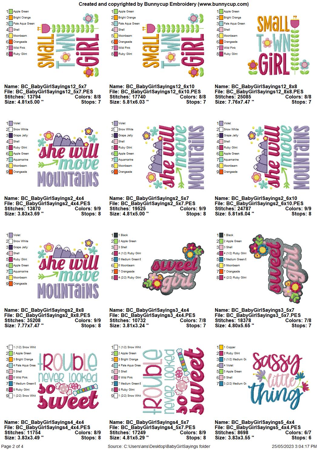 BCD Baby Girl Sayings Bundle Set