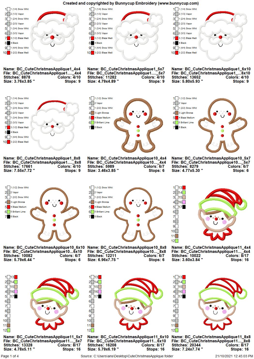 BCD Cute Christmas Applique Bundle Set