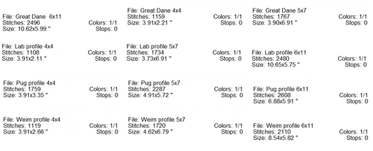 TIS Dog Profile Set 3 sizes