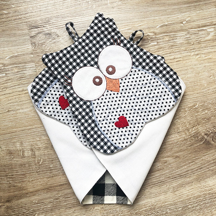 EE Owl Oven Gloves and Mitt - 8x8