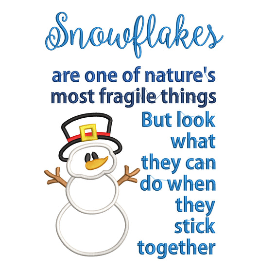 KRD Snowflakes Stick Together Applique