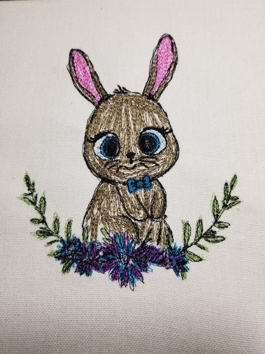 BBE Bunny Floral Spray Scribble Sketch