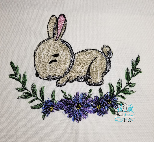 BBE Bunny Floral Spray Scribble Sketch