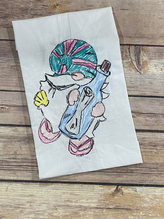 BBE Sea Gnome 4 with a message in a bottle Scribble Sketchy design