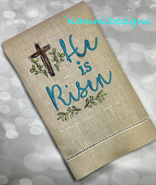 BBE Scribble Cross He is Risen Religious design