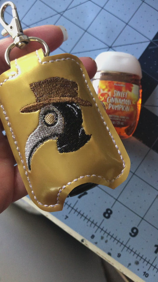 DBB Plague Doctor Hand Sanitizer Holder Snap Tab Version In the Hoop Embroidery Project 1 oz BBW for 5x7 hoops