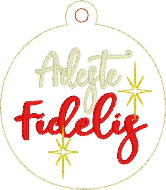 DBB Adeste Fidelis Christmas Ornament for 4x4 hoops