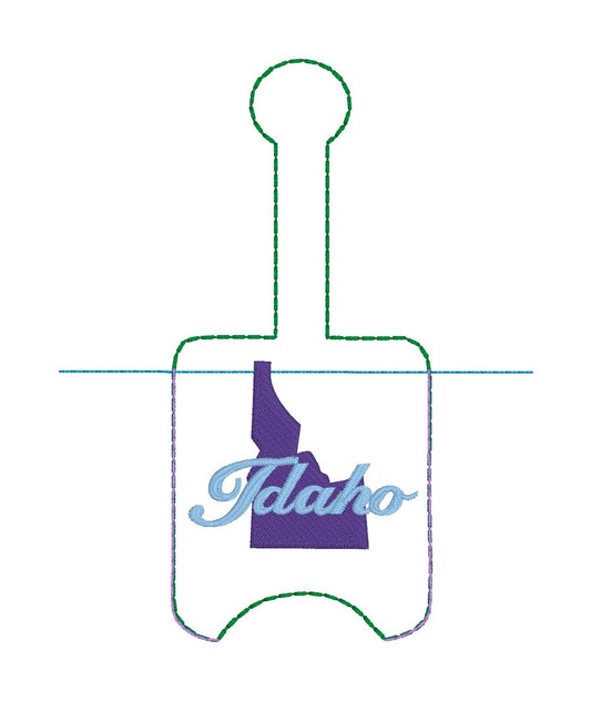 DBB Idaho Hand Sanitizer Holder Snap Tab Version In the Hoop Embroidery Project 1 oz BBW for 5x7 hoops