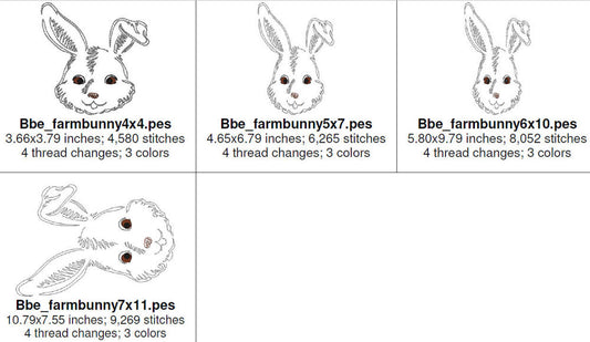 BBE - Bean Stitch Colorwork Redwork Bunny Rabbit