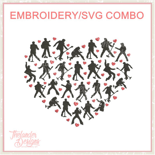 TD - T1844  King Heart SVG and Embroidery Combo