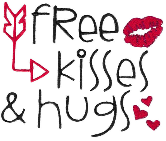 BCD Valentines Free Hugs and Kisses Saying