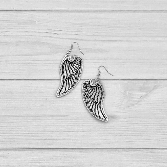 DBB Tattoo Style Wing Earrings ITH embroidery design