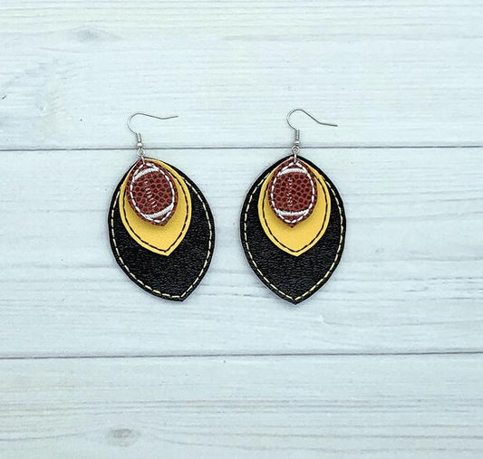 DBB Football Stitching Layers Earrings and Pendant embroidery design for Vinyl and Leather