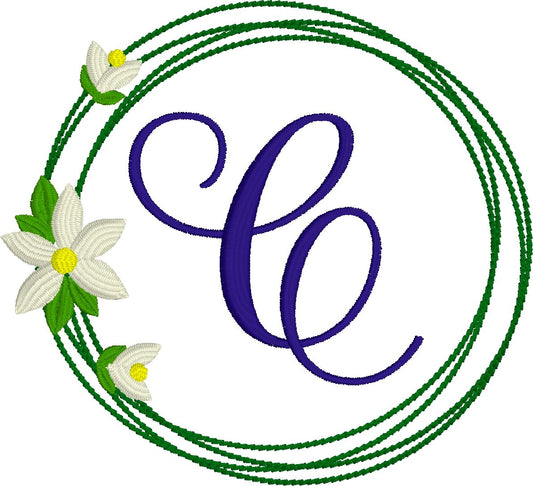 DBB Rain Lilies Monogram Frame Design - 4x4 5x5