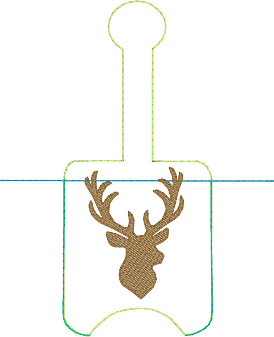 DBB Deer Head Hand Sanitizer Holder Snap Tab Version In the Hoop Embroidery Project 1 oz BBW for 5x7 hoops