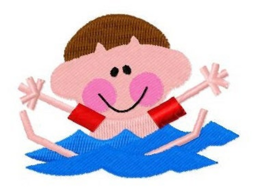 TIS My first swim lesson 2 stick kid embroidery design